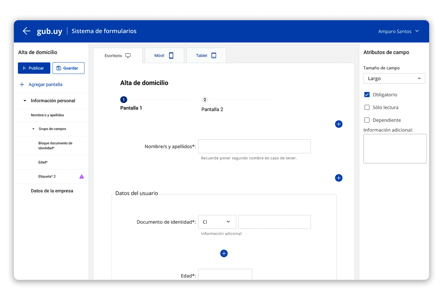 Vista previa del formulario